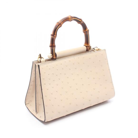 Gucci Nimfair Bamboo Handbag Ostrich Ivory White - Picture 2 of 6